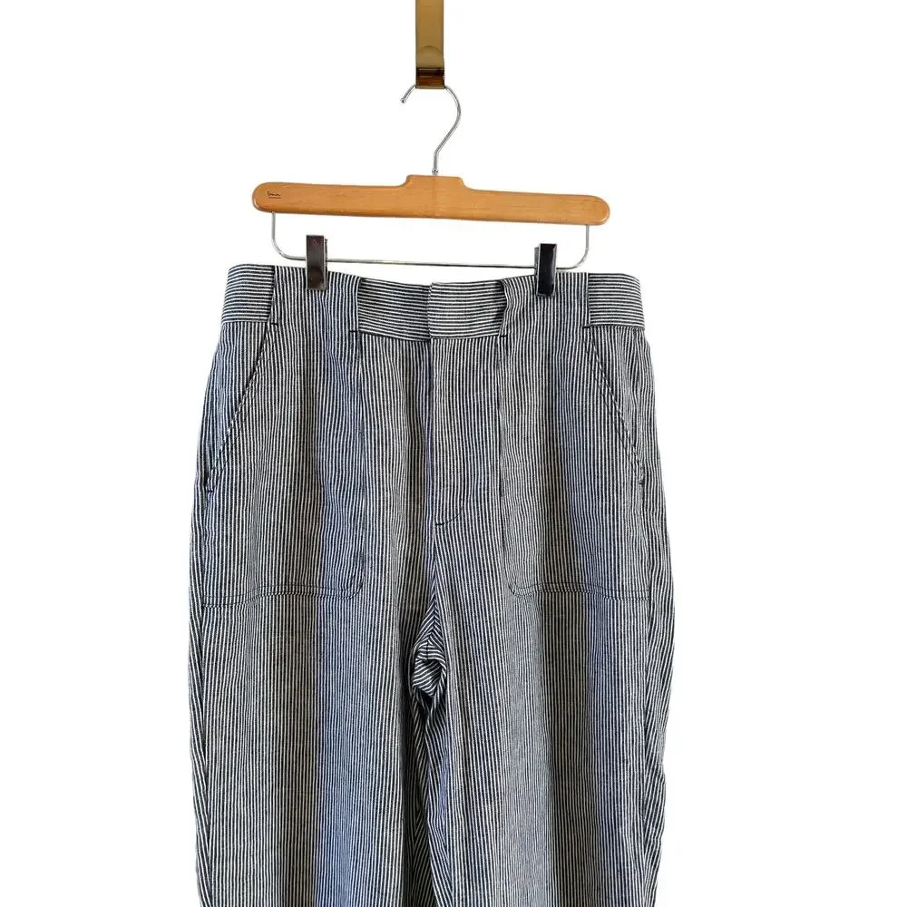 Banana Republic Wide Leg Striped Linen pants Blue White 8